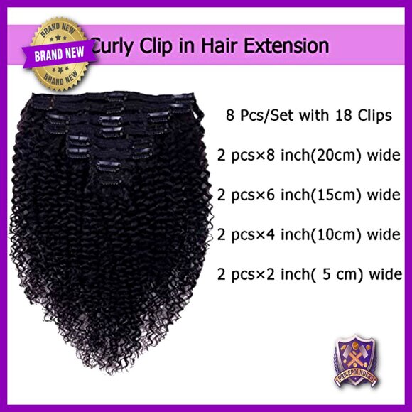 14 Inch Clip In Human Hair Extensions 8 Piece Set 120g Kinky Curly main image 5